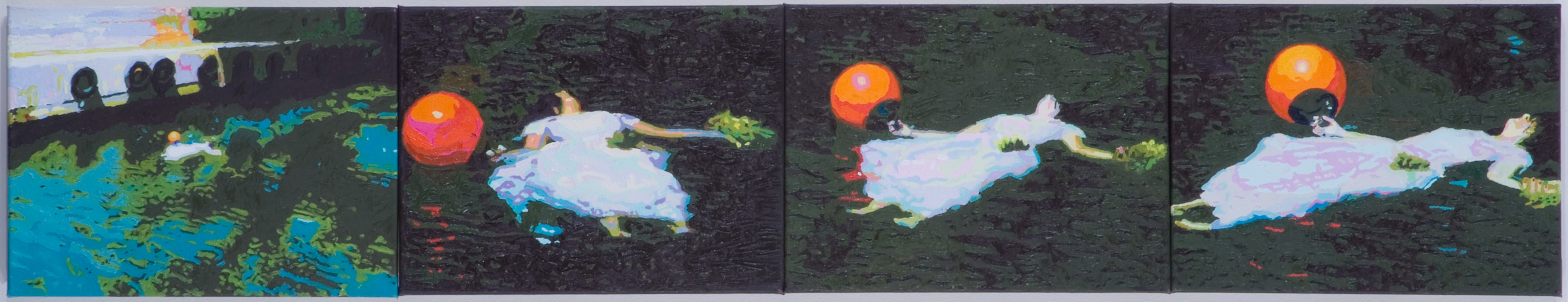 STRABAG Festészeti Díj 2008Alkotói támogatás: VARGA RitaViš / Ophelia projekt, 2006olaj, vászon, 30 x 160 cmFotó: Rosta József Strabag Festészeti Díj 2008